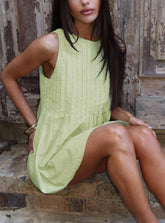 Dreamboat Pleated Mini Dress Matcha