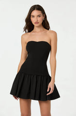 Strapless Drop Waist Mini Dress