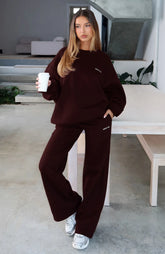 Test Drive Wide Leg Sweatpants Chocolate