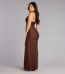 Night Whisper Plunge Ruffle Maxi Dress