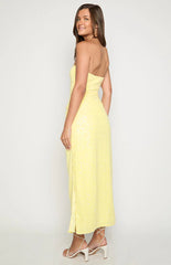 Nikki Yellow Sequin Strapless Maxi Dress