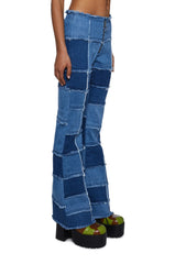 Raise The Vibration Patchwork Denim Flares