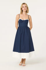 Contrast Sweetheart Midi Dress