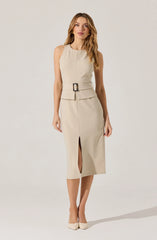 Tailored Belted Midi Dress