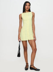 Mimsie Embroidered Mini Dress Lemon