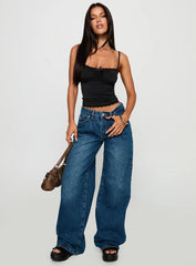 Duster Mid Rise Baggy Jeans Dark Wash