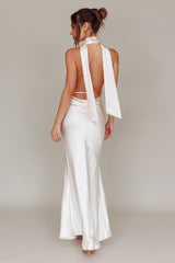 Italia Azure Halterneck Maxi Dress Oyster