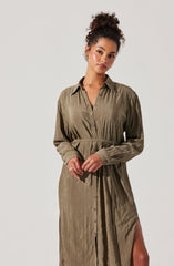 Belted Long Sleeve Shirt Dress