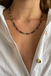 watermelon tourmaline faceted necklace