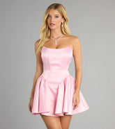 Maire Satin Strapless Skater Dress