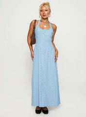 Mallorie Halter Maxi Dress Blue / Black Polka