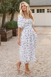 Luca Dress | White + Blue Floral