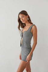 Olive Gingham Micro Mini Skort