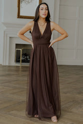 Kamila Tulle Maxi Dress | Espresso