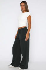 Give It A Rest Wide Leg Sweatpants Forest Green