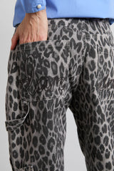 drew cargo jeans - leopard charcoal