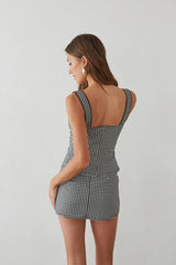 Olive Gingham Micro Mini Skort