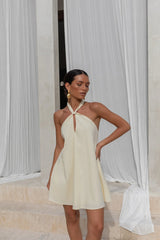 Coconut Sips Halter Mini Dress Yellow