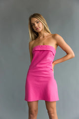 Karre Fold Over Linen Mini Dress