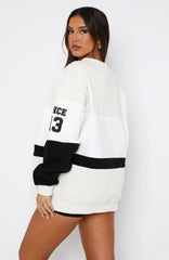 Latest And Greatest Oversized Sweater Grey Marle/Black