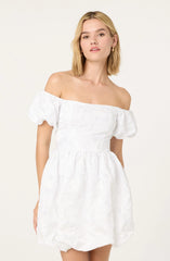 Off Shoulder Jacquard Bubble Dress