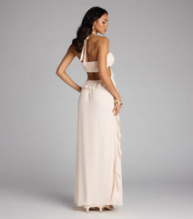 Ruffle and Ready Chiffon Halter Maxi Dress