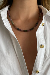 watermelon tourmaline rondelle necklace