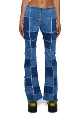 Raise The Vibration Patchwork Denim Flares