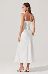 Zoie Satin Ruffle Midi Dress