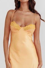 Inhibitions Lace Bust Midi Dress Melon