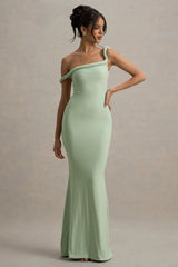 Lita | Light Green Twisted Asymmetric Maxi Dress