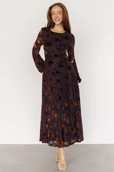 Thora Velvet Dress | Deep Plum + Bronze