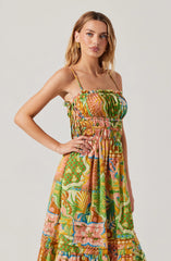 Elisabeth Printed Shirred Midi Dress