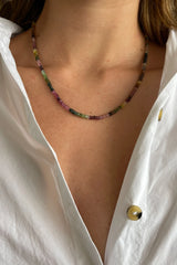 watermelon tourmaline faceted necklace