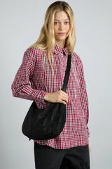 crescent bag with bow stitch detail