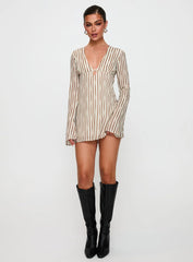 The Good Life Mini Dress Brown / White Stripe