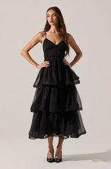 Theiria Pleated Tiered Midi Dress