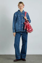 quilted tote bag in red bandana print