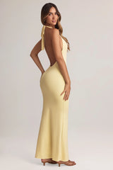 Modal Halterneck Maxi Dress in Lemon Sherbet