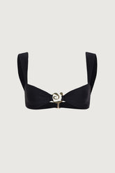 Spiral Bandeau Top (Faux Suede Black)