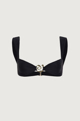 Spiral Bandeau Top (Faux Suede Black)