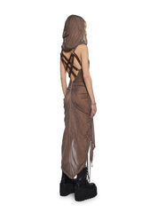 Tempo Ruched Harness Dress - Brown