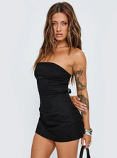 Yumiko Strapless Playsuit Black