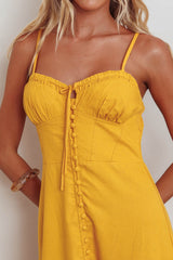 Back Together Button Front Midi Dress Marigold