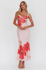 Fortune Bust Tie Maxi Dress Hibiscus Pink