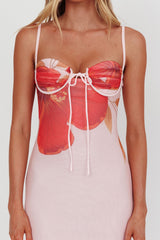 Fortune Bust Tie Maxi Dress Hibiscus Pink