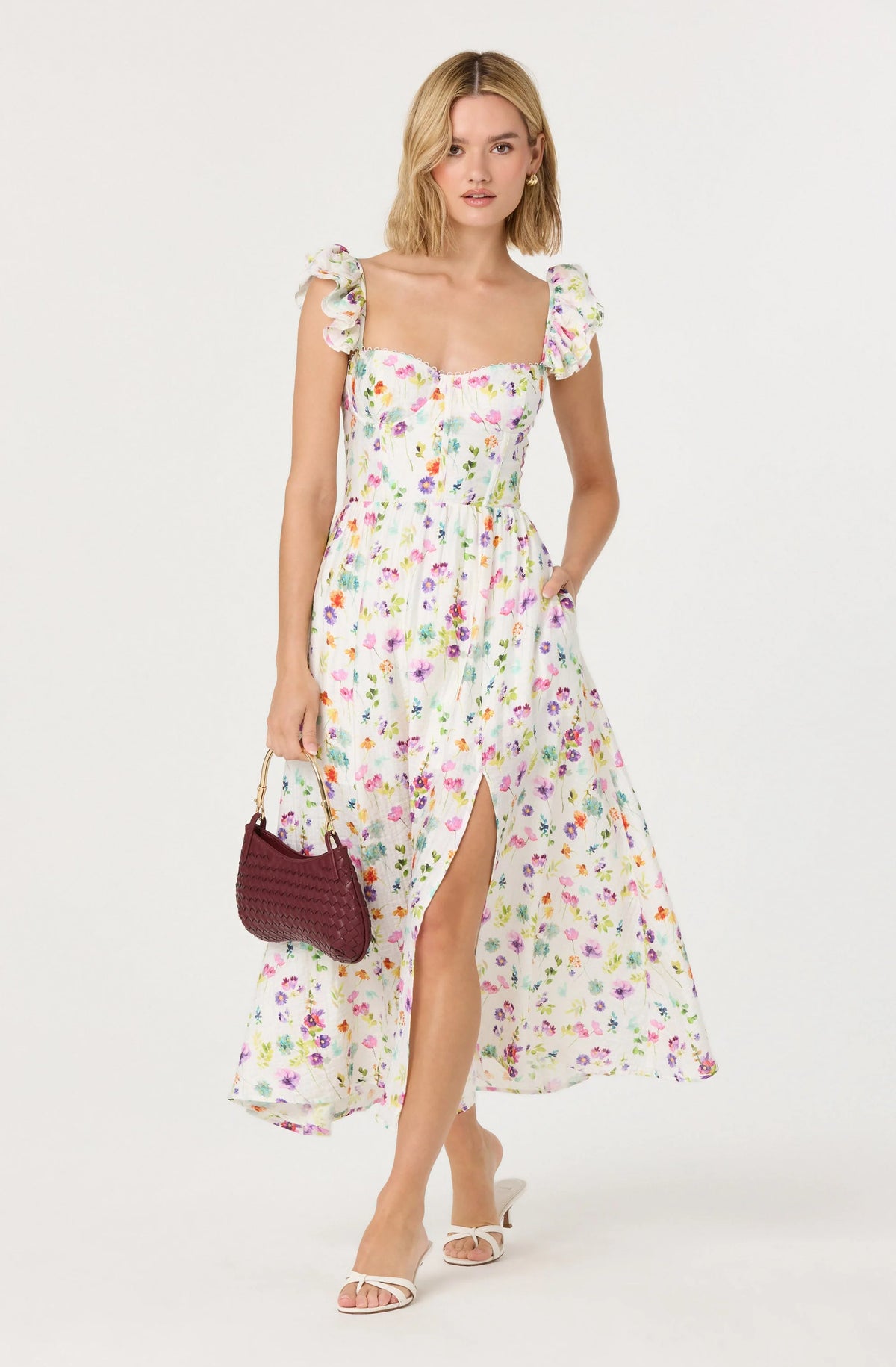 Wedelia Floral Bustier Midi Dress
