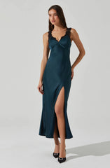 Eirene Satin Lace Trim Dress