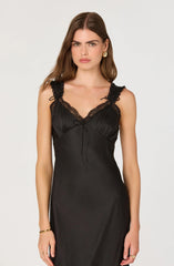 Lace Trim Satin Slip Dress