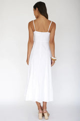 Vacay Pintuck Pleat Midi Dress White